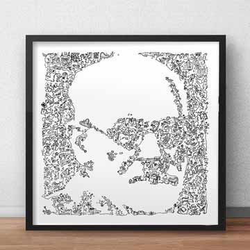 Sigmund Freud art print based on his biography - ink doodle drawing ...