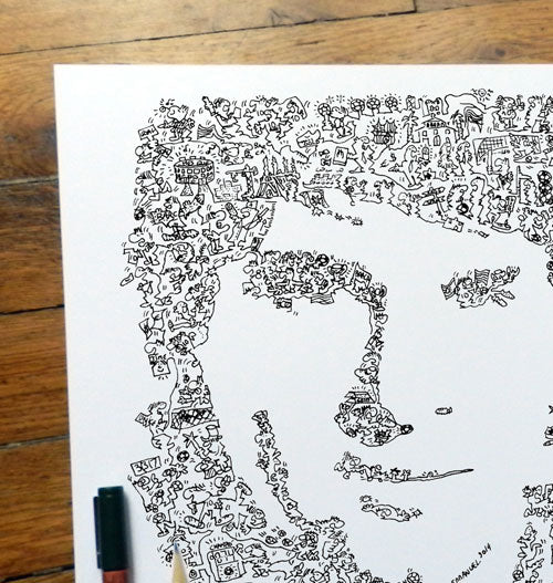 Lionel Messi doodle art print with biography details inside the picture ...